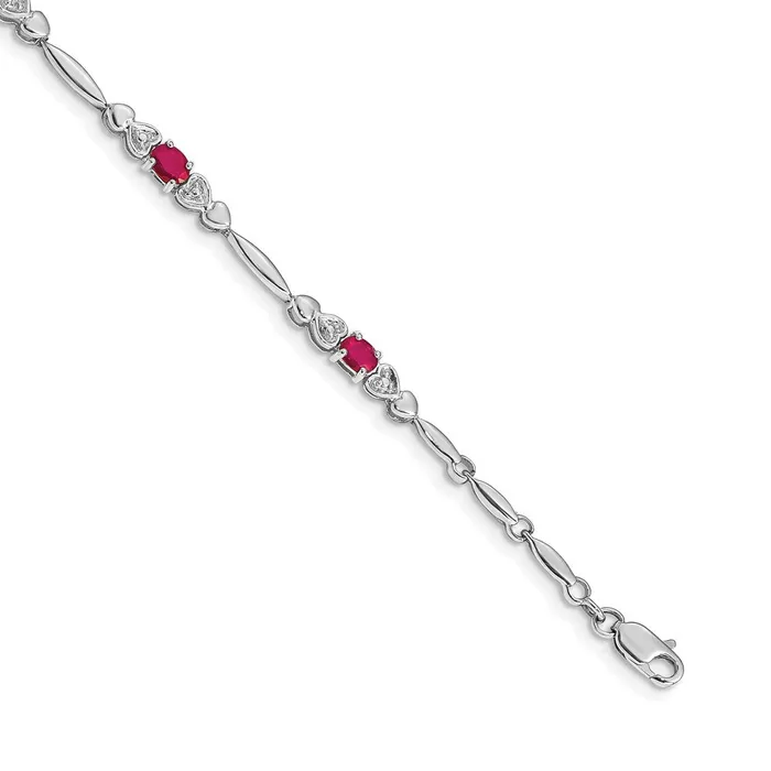 Bracelets 14k White Gold Natural Diamond and Ruby Bracelet goldiaca