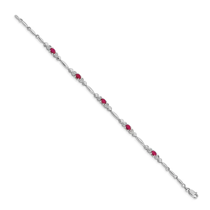 Bracelets 14k White Gold Natural Diamond and Ruby Bracelet goldiaca