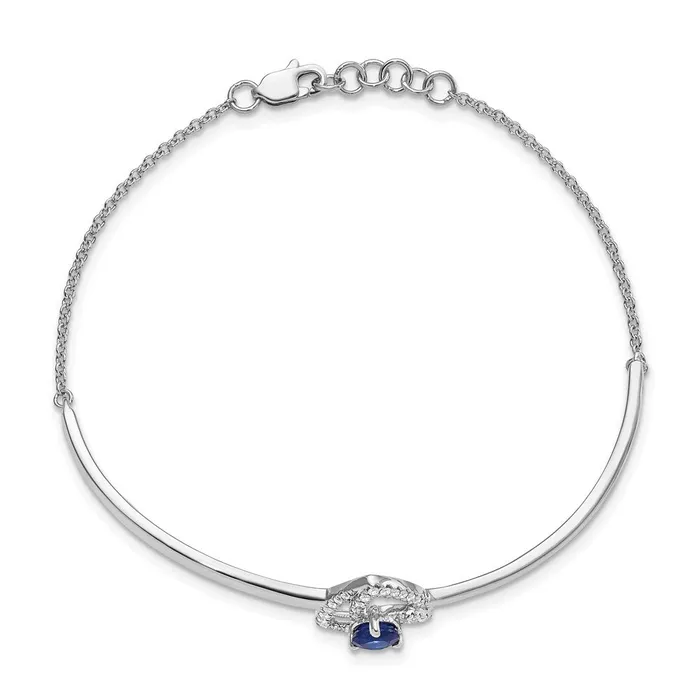 Bracelets goldiaca 14k White Gold DiamondSapphire Triangles 7in w5in ext Bracelet