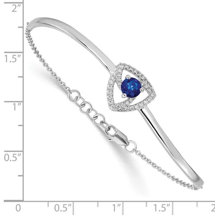 Bracelets goldiaca 14k White Gold DiamondSapphire Triangles 7in w5in ext Bracelet