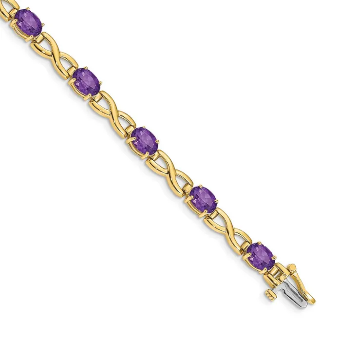 Bracelets goldiaca 14k Yellow Gold 7x5mm Oval Amethyst Bracelet