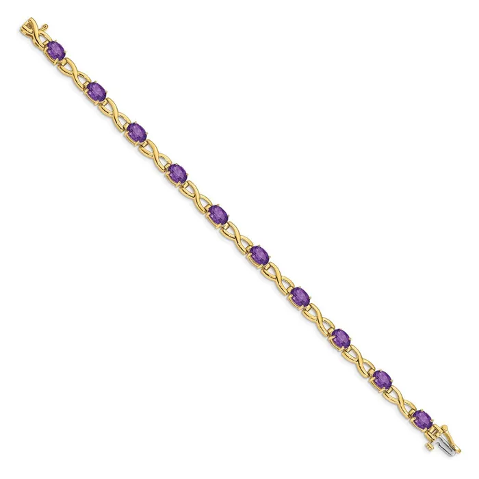Bracelets goldiaca 14k Yellow Gold 7x5mm Oval Amethyst Bracelet