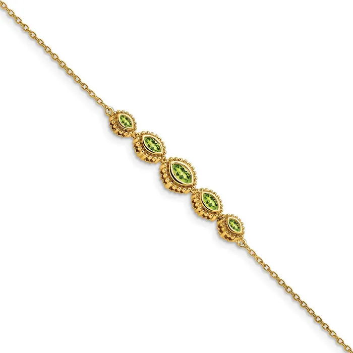 Bracelets goldiaca 14k Yellow Gold Marquise Peridot Bracelet