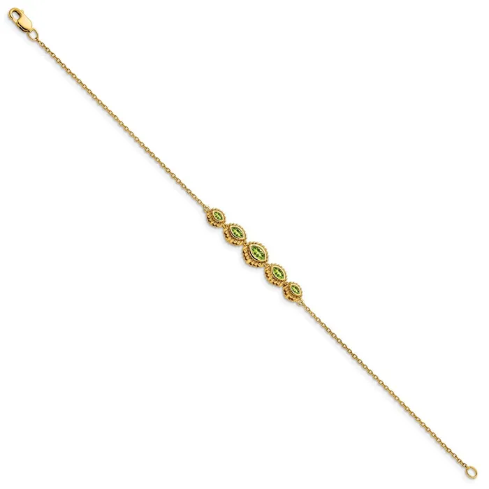 Bracelets goldiaca 14k Yellow Gold Marquise Peridot Bracelet
