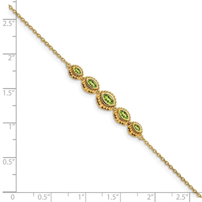 Bracelets goldiaca 14k Yellow Gold Marquise Peridot Bracelet