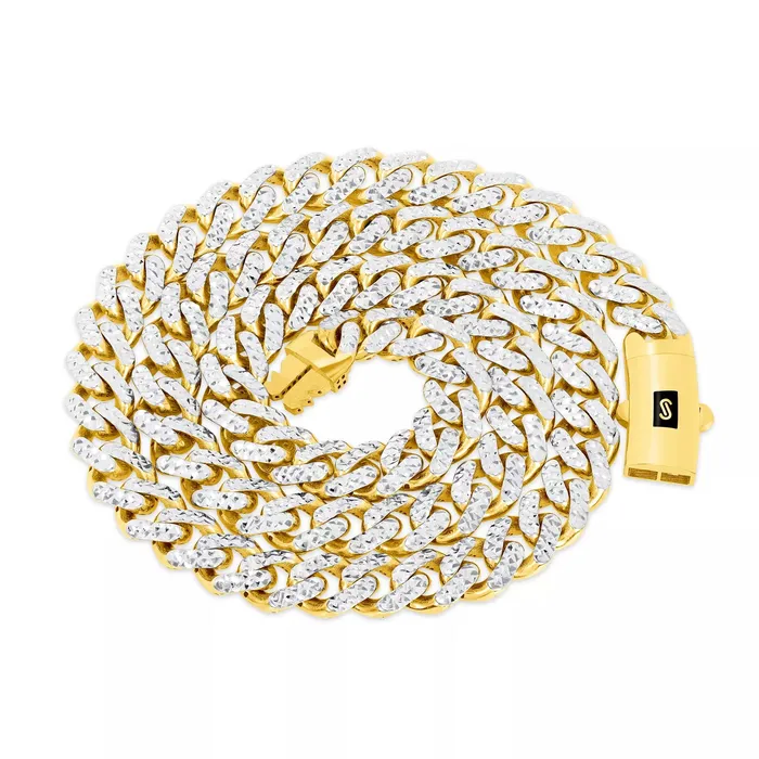 Bracelets Goldiacom 10K Yellow Gold Miami Cuban 75mm Monaco Diamond Cut Pave Chain Bracelet 7 9