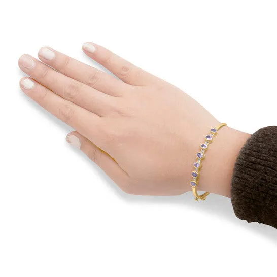 Bracelets JMS always Original 14K Yellow Gold Alternating Bezel Set 5MM Oval Shaped Tanzanite and 15 Cttw Diamond Bangle Bracelet HI VS2SI1 Bracelets JMS always Original 14K Yellow Gold Alternating Bezel Set 5MM Oval Shaped Tanzanite and 15 Cttw Diamond Bangle Bracelet HI VS2SI1