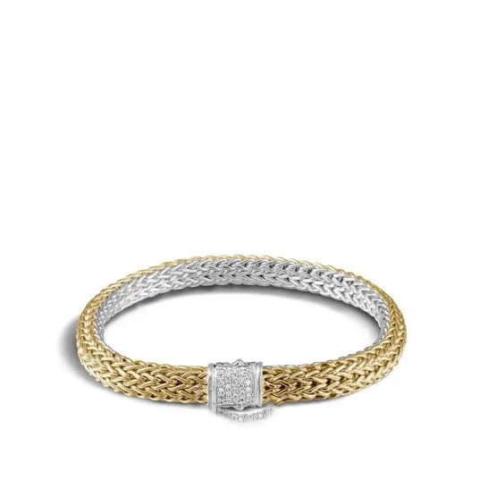 Bracelets JMS always Original John Hardy Silver Yellow Gold Small Chain Reversible Diamond Bracelet Size Medium BZP9042RVDI Bracelets JMS always Original John Hardy Silver Yellow Gold Small Chain Reversible Diamond Bracelet Size Medium BZP9042RVDI