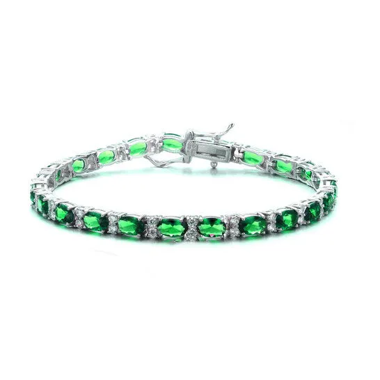 Bracelets JMS always Original Megan Walford 925 Sterling Silver Emerald Cubic Zirconia Tennis Bracelet Bracelets JMS always Original Megan Walford 925 Sterling Silver Emerald Cubic Zirconia Tennis Bracelet