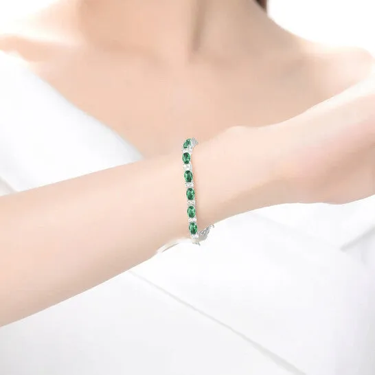 Bracelets JMS always Original Megan Walford 925 Sterling Silver Emerald Cubic Zirconia Tennis Bracelet Bracelets JMS always Original Megan Walford 925 Sterling Silver Emerald Cubic Zirconia Tennis Bracelet