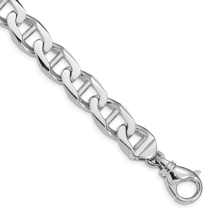 Bracelets MDS Solid 14K White Gold 8 inch 103mm Hand Polished Fancy Anchor Link with Fancy Lobster Clasp Bracelet Bracelets MDS Solid 14K White Gold 8 inch 103mm Hand Polished Fancy Anchor Link with Fancy Lobster Clasp Bracelet