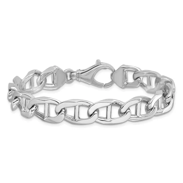 Bracelets MDS Solid 14K White Gold 8 inch 103mm Hand Polished Fancy Anchor Link with Fancy Lobster Clasp Bracelet Bracelets MDS Solid 14K White Gold 8 inch 103mm Hand Polished Fancy Anchor Link with Fancy Lobster Clasp Bracelet
