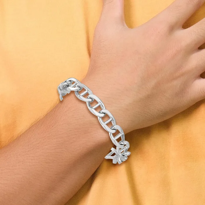 Bracelets MDS Solid 14K White Gold 8 inch 103mm Hand Polished Fancy Anchor Link with Fancy Lobster Clasp Bracelet Bracelets MDS Solid 14K White Gold 8 inch 103mm Hand Polished Fancy Anchor Link with Fancy Lobster Clasp Bracelet