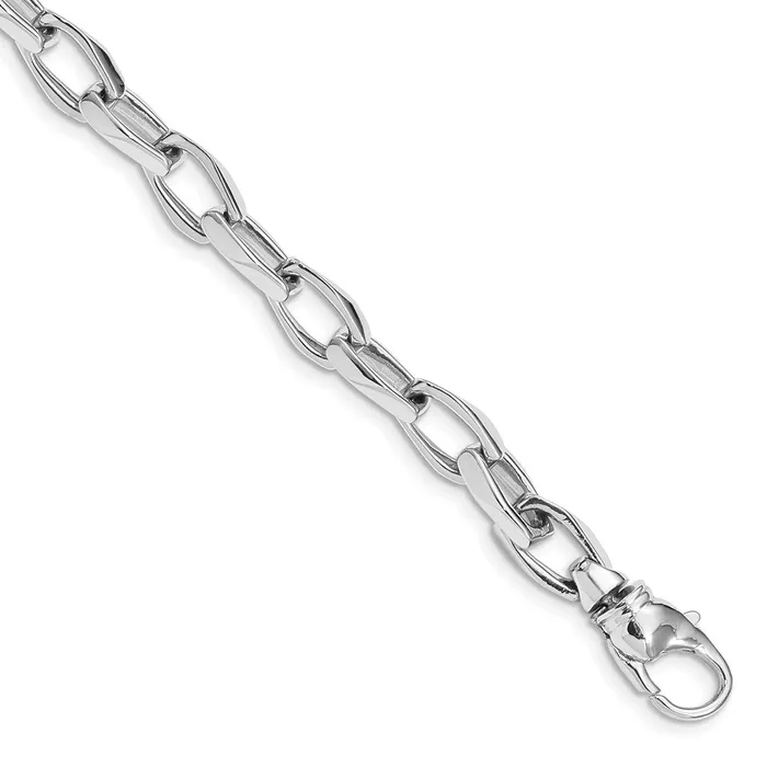 Bracelets MDS Solid 14K White Gold 9 inch 68mm Hand Polished Open Link with Fancy Lobster Clasp Bracelet Bracelets MDS Solid 14K White Gold 9 inch 68mm Hand Polished Open Link with Fancy Lobster Clasp Bracelet