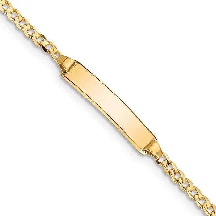 Bracelets MDS Solid 14K Yellow Gold Curb Link ID Bracelet