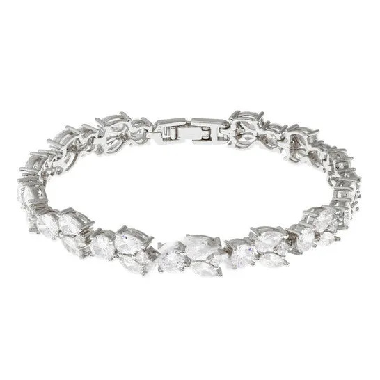 Bracelets Original Elegant Confetti Womens 18K White Gold Plated CZ Simulated Diamond Cluster Statement Bracelet JMS always Bracelets Original Elegant Confetti Womens 18K White Gold Plated CZ Simulated Diamond Cluster Statement Bracelet JMS always