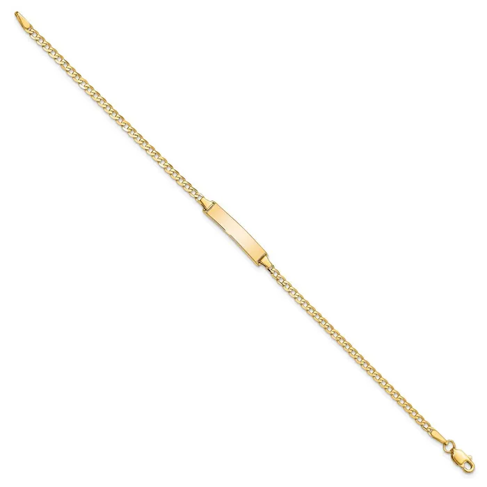 Bracelets Solid 14K Yellow Gold Flat Curb Link ID Bracelet MDS