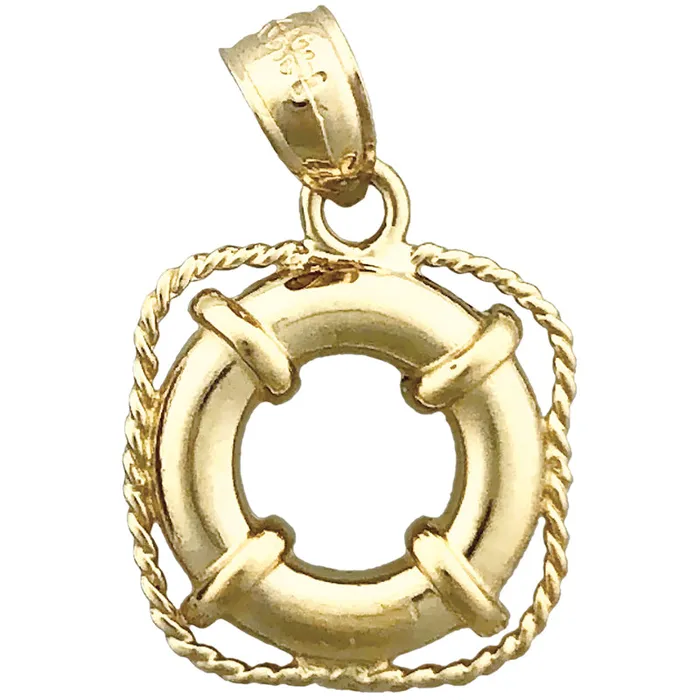 Charm Necklaces 14K Gold Ship Life Preserver Charm Goldia