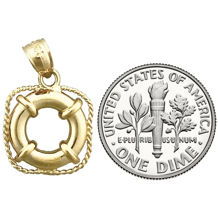 Charm Necklaces 14K Gold Ship Life Preserver Charm Goldia