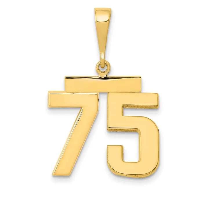 Charm Necklaces 14k Yellow Gold Medium Polished Number 75 Charm Goldia