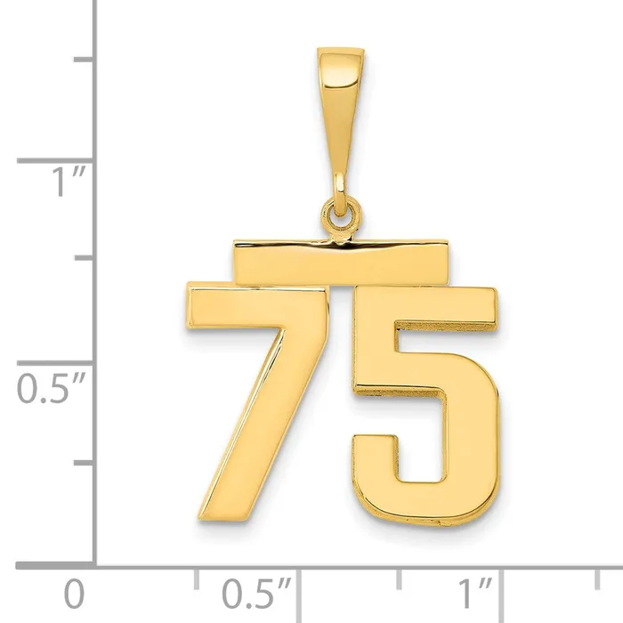 Charm Necklaces 14k Yellow Gold Medium Polished Number 75 Charm Goldia