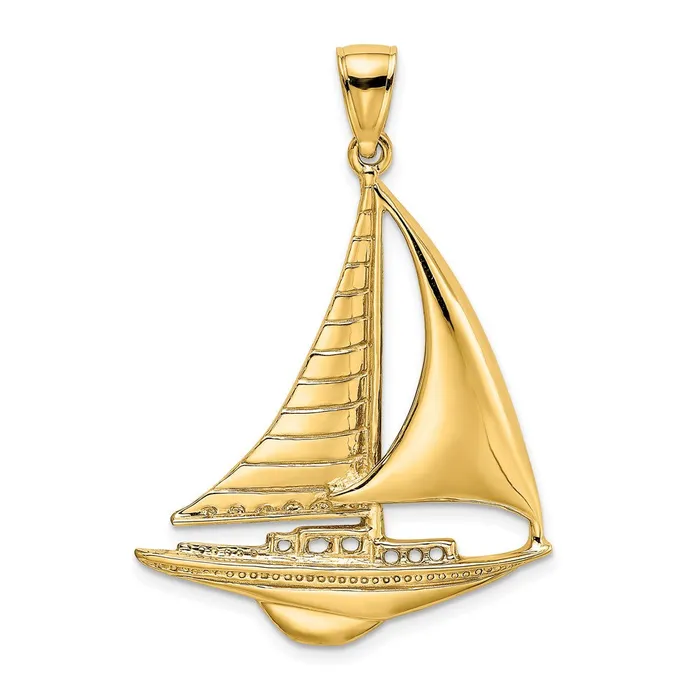 Charm Necklaces 14k Yellow Gold Polished Sailboat Charm Goldia