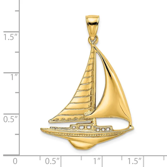 Charm Necklaces 14k Yellow Gold Polished Sailboat Charm Goldia