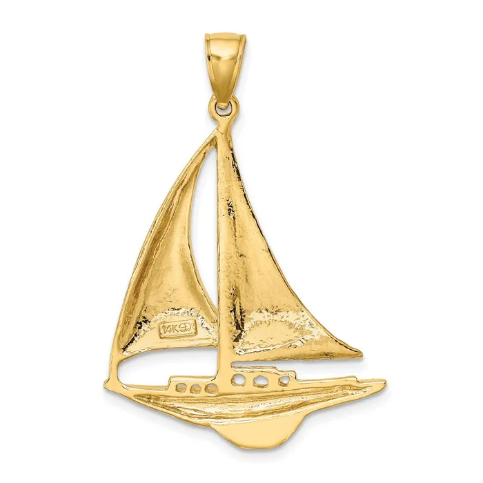 Charm Necklaces 14k Yellow Gold Polished Sailboat Charm Goldia