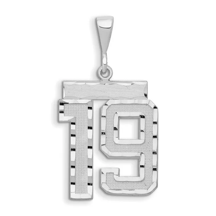 Charm Necklaces Goldia 14k White Goldw Small Brushed Diamondcut Number 19 Charm