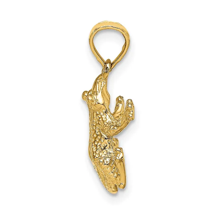 Charm Necklaces Goldia 14k Yellow Gold 2D Textured Top View Frog Charm