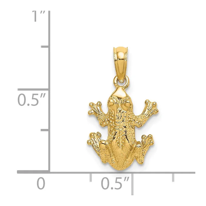 Charm Necklaces Goldia 14k Yellow Gold 2D Textured Top View Frog Charm