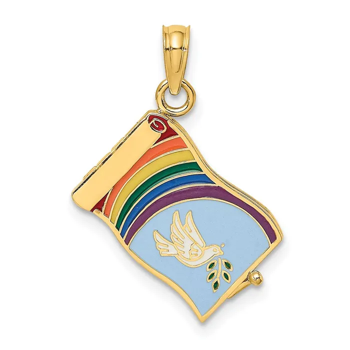 Charm Necklaces Goldia 14k Yellow Gold 3D Enameled John 316 Book WMoveable Pages Charm Charm Necklaces Goldia 14k Yellow Gold 3D Enameled John 316 Book WMoveable Pages Charm