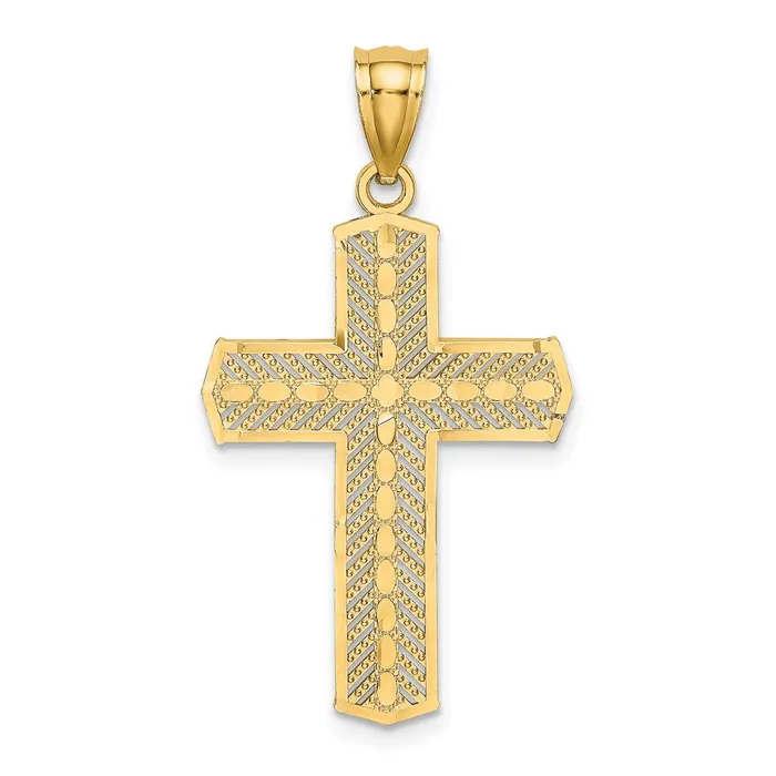 Charm Necklaces Goldia 14k Yellow Gold Beaded Cross Charm
