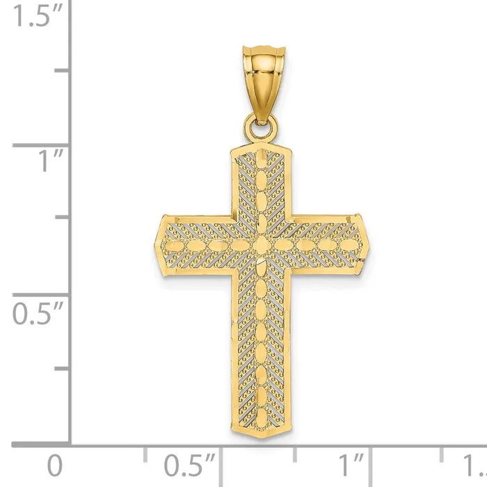 Charm Necklaces Goldia 14k Yellow Gold Beaded Cross Charm
