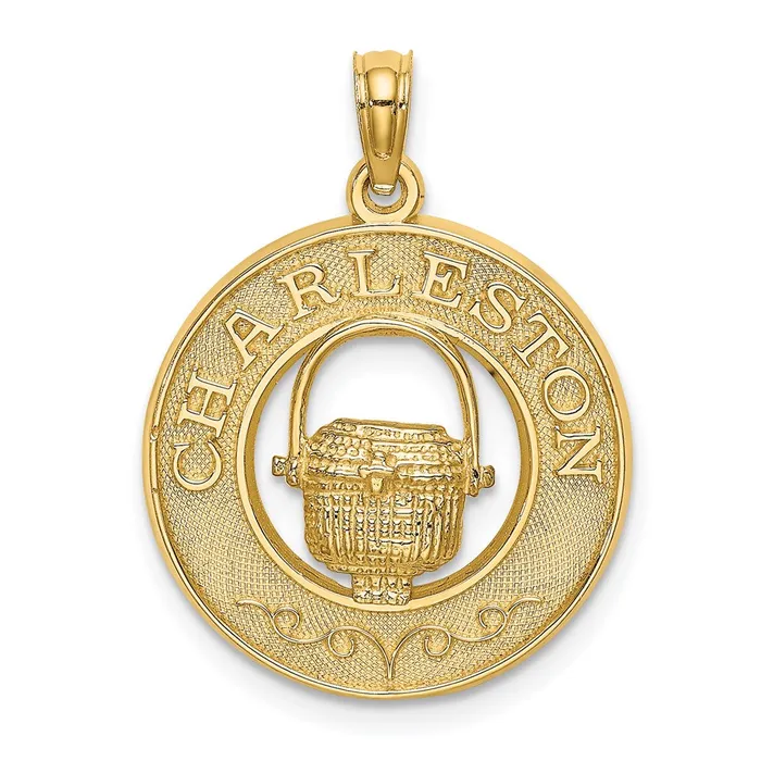 Charm Necklaces Goldia 14k Yellow Gold CHARLESTON Basket Circle Charm