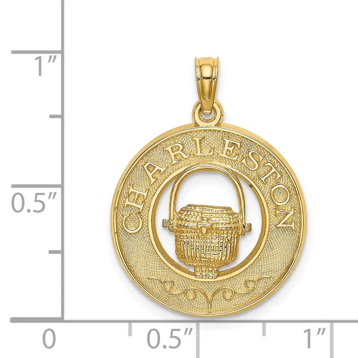 Charm Necklaces Goldia 14k Yellow Gold CHARLESTON Basket Circle Charm