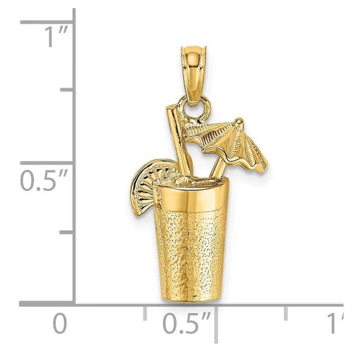Charm Necklaces Goldia 14k Yellow Gold Cocktail Drink w Umbrella Charm