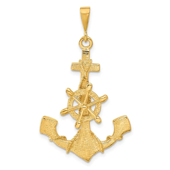 Charm Necklaces Goldia 14k Yellow Gold Large Anchor w Moveable Wheel Charm Charm Necklaces Goldia 14k Yellow Gold Large Anchor w Moveable Wheel Charm