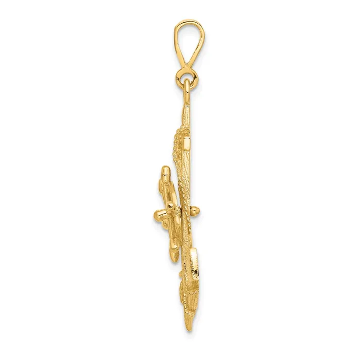Charm Necklaces Goldia 14k Yellow Gold Large Anchor w Moveable Wheel Charm