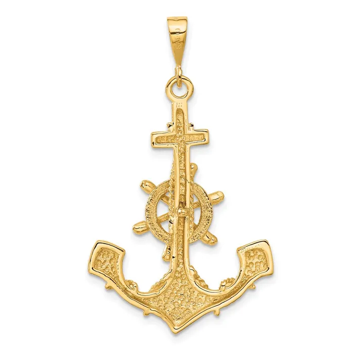 Charm Necklaces Goldia 14k Yellow Gold Large Anchor w Moveable Wheel Charm