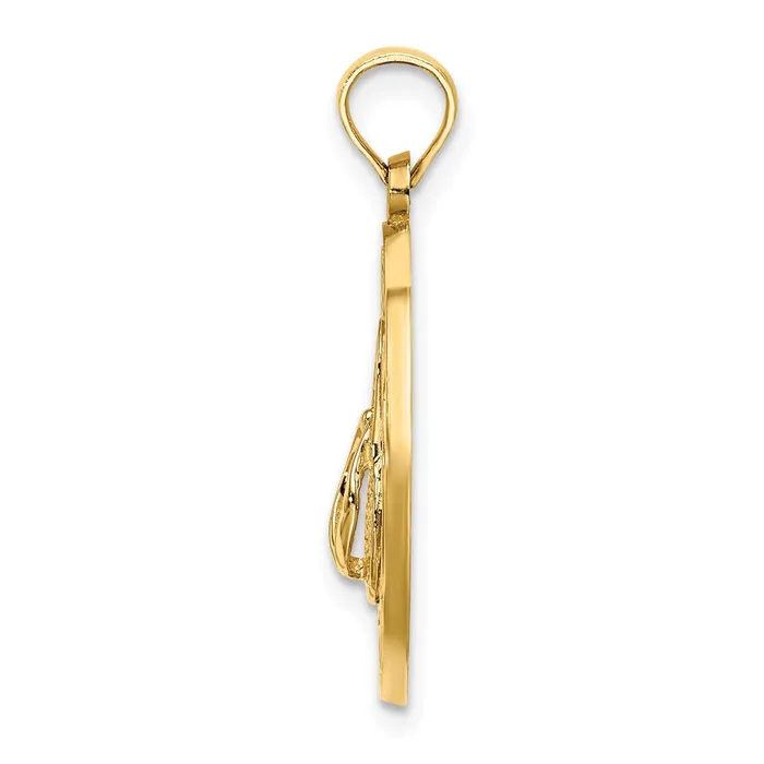Charm Necklaces Goldia 14k Yellow Gold LIFES A BEACH Circle WFlipFlop Charm