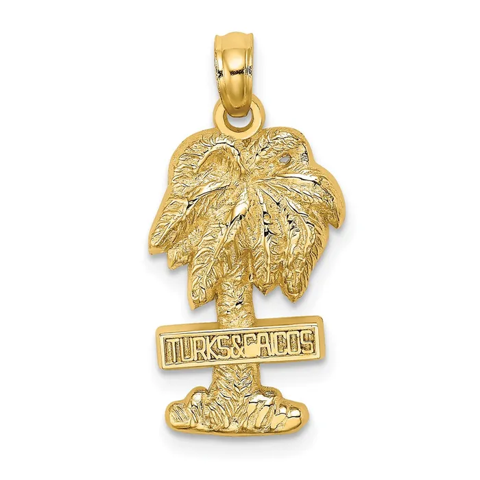 Charm Necklaces Goldia 14k Yellow Gold TURKS AND CAICOS On Palm Tree Charm