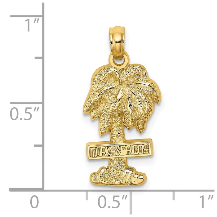 Charm Necklaces Goldia 14k Yellow Gold TURKS AND CAICOS On Palm Tree Charm