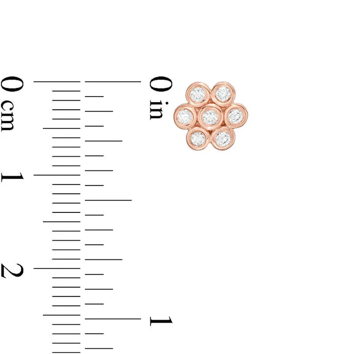 Earrings 02 CT TW Diamond BezelSet Flower Stud Earrings in 10K Rose Gold Goldia Earrings 02 CT TW Diamond BezelSet Flower Stud Earrings in 10K Rose Gold Goldia