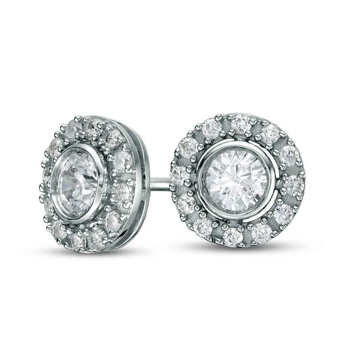 Earrings 05 CT TW Certified Diamond Frame Stud Earrings in 14K White Gold II1 Goldia Earrings 05 CT TW Certified Diamond Frame Stud Earrings in 14K White Gold II1 Goldia