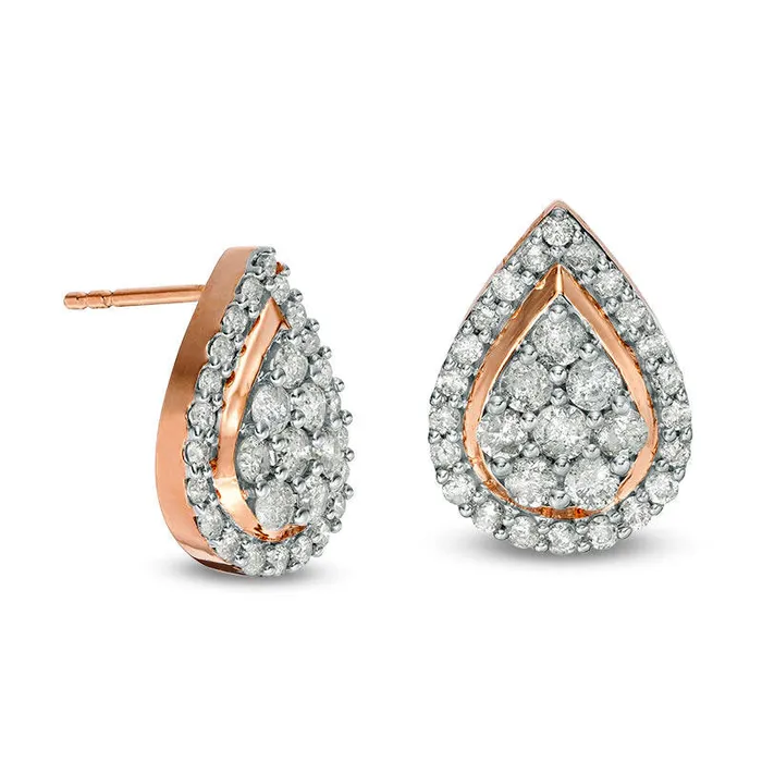 Earrings 1 CT TW Composite Diamond Teardrop Frame Stud Earrings in 10K Rose Gold Goldia Earrings 1 CT TW Composite Diamond Teardrop Frame Stud Earrings in 10K Rose Gold Goldia
