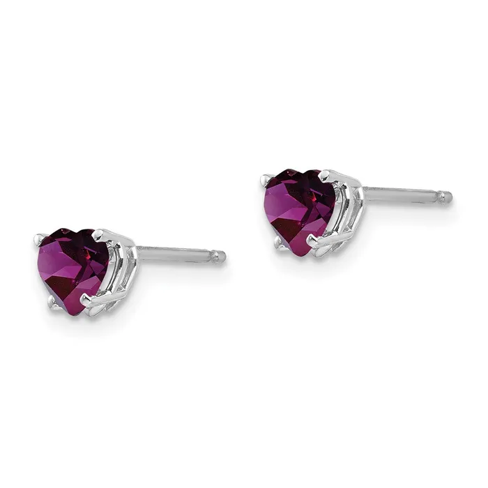 Earrings 14k White Gold 5mm Heart Rhodolite Garnet Earrings Goldia