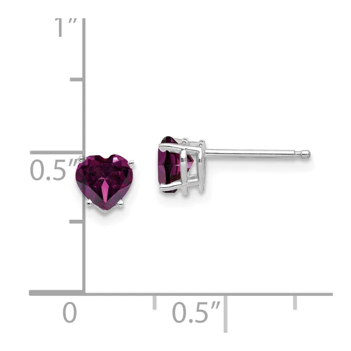 Earrings 14k White Gold 5mm Heart Rhodolite Garnet Earrings Goldia