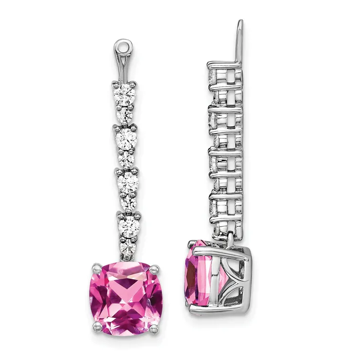 Earrings 14K White Gold Lab Grown VSSI G Diamond Created Pink Sapphire Earring Jack Goldia Earrings 14K White Gold Lab Grown VSSI G Diamond Created Pink Sapphire Earring Jack Goldia