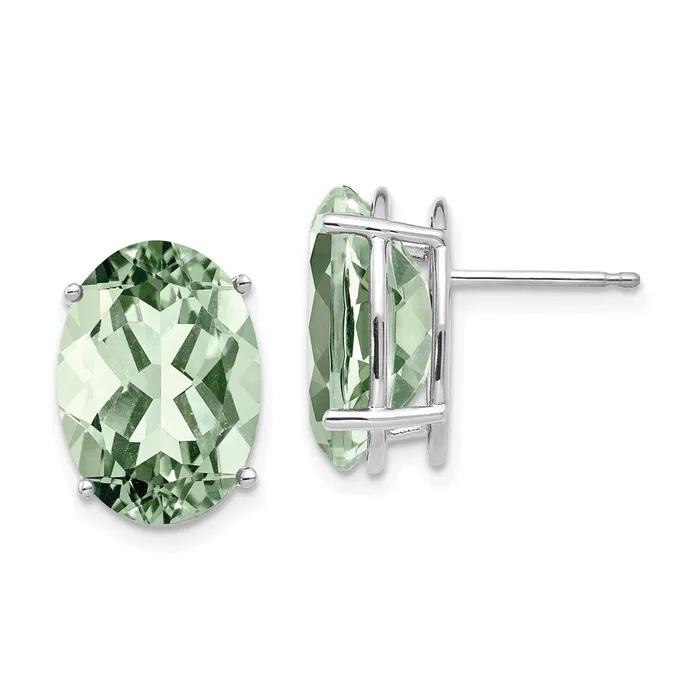 Earrings 14k White Gold Oval 4Prong 14 x 10mm Green Quartz Earrings Goldia Earrings 14k White Gold Oval 4Prong 14 x 10mm Green Quartz Earrings Goldia